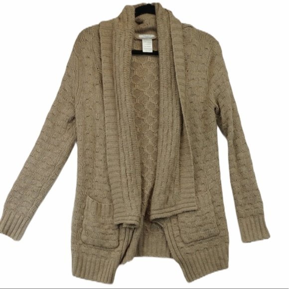 Aritzia cashmere tan knit sweater cardigan